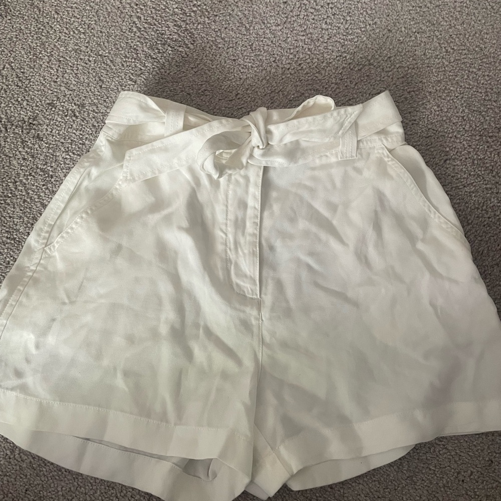 Women's White Tie-Waist Shorts